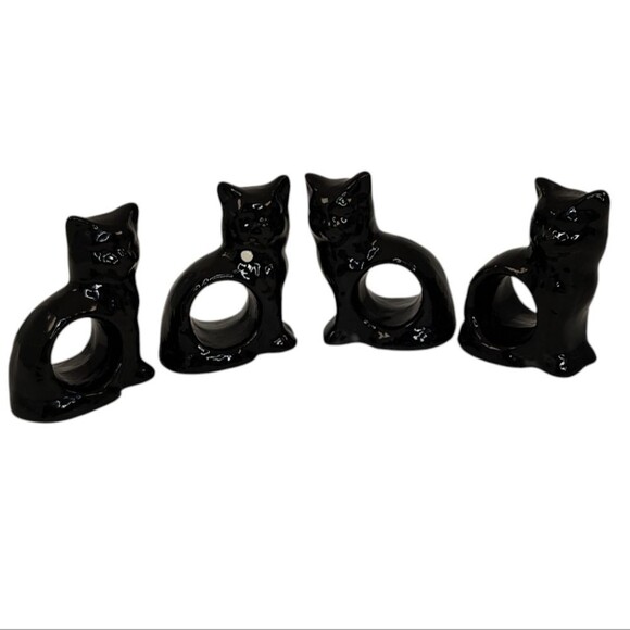 Black Cat Napkin Rings RARE - Picture 6 of 16